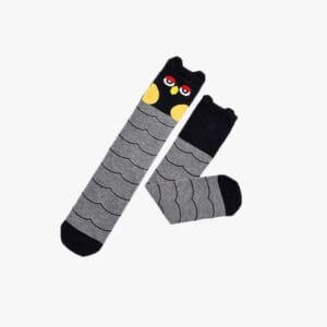 Sosete lungi fara calcai colorate cu animalute negru