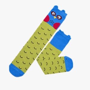 Sosete lungi fara calcai colorate cu animalute verde