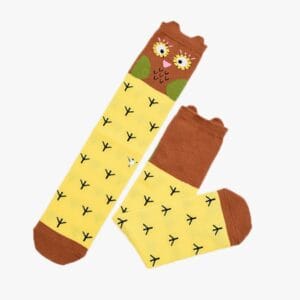Sosete lungi fara calcai colorate cu animalute galben