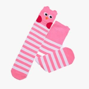 Sosete lungi fara calcai colorate cu animalute roz