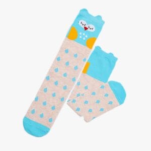 Sosete lungi fara calcai colorate cu animalute albastru