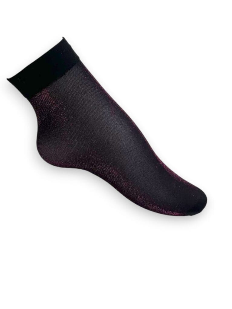 Sosete scurte cu sclipici pentru femei, fara calcai, negru masura 35-43
