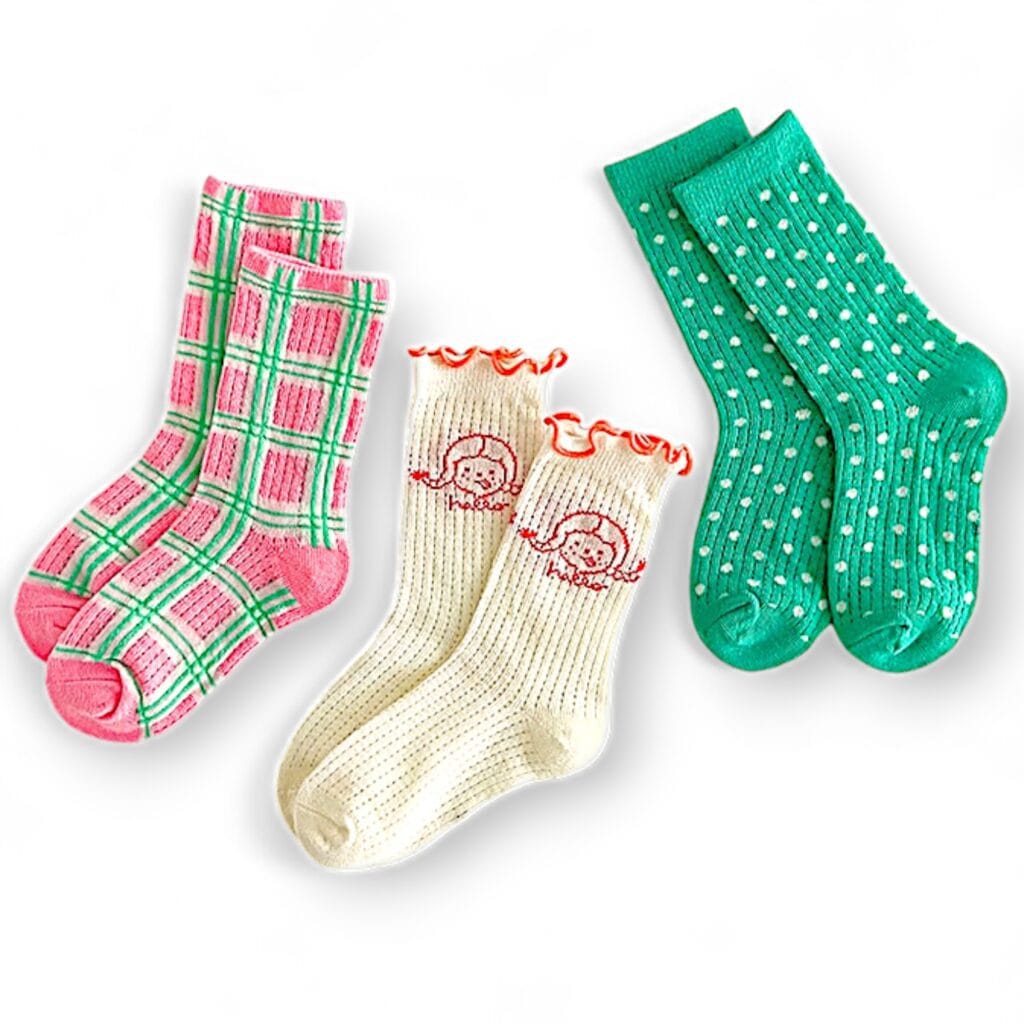 Set de 3 perechi șosete respirabile pentru copii, multicolor 6-8 ani